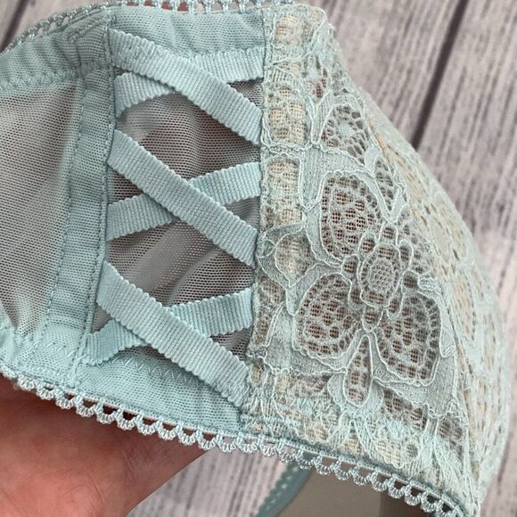 Victoria's Secret 36C Dream Angel Push-up Padded Bra Light Blue Lace Sexy - Picture 5 of 14